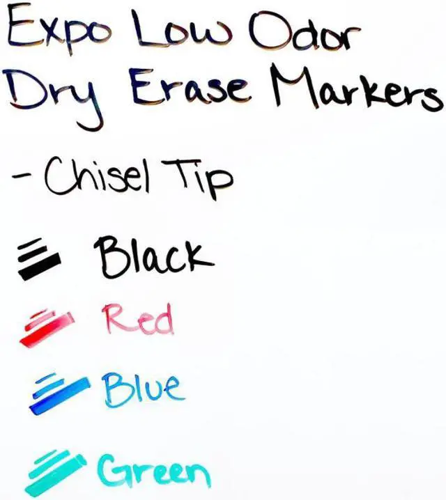 Alt view image 9 of 9 - Expo Low Odor Dry Erase Markers, Chisel Tip, Black Ink, 4-Count (80661)