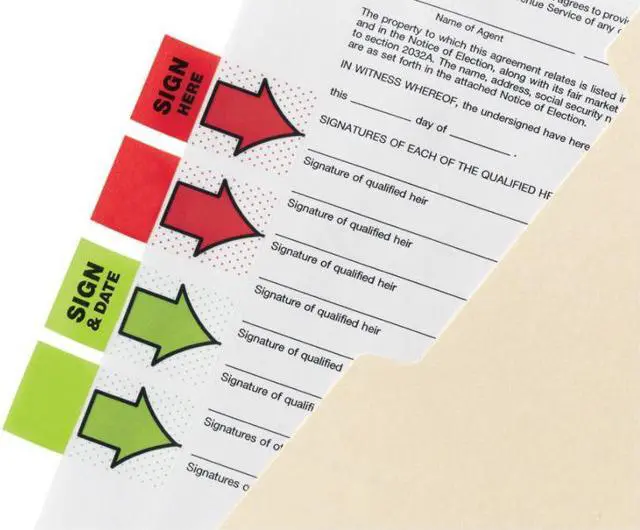 Alt view image 4 of 17 - Post-it Arrow Message 1" Page Flags "Sign and Date" Green 2 50-Flag Dispensers