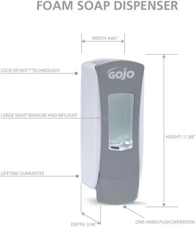 Alt view image 10 of 20 - ADX-12 Dispenser 1250mL Gray/White