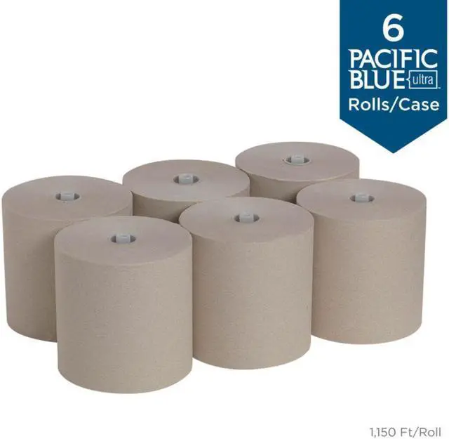 Alt view image 4 of 16 - Georgia-Pacific Pacific Blue Brown Ultra Towels - 7.87" x 1150 ft - Brown - Paper - Flexible, Chlorine-free, Biodegradable - 6 - 6 / Carton