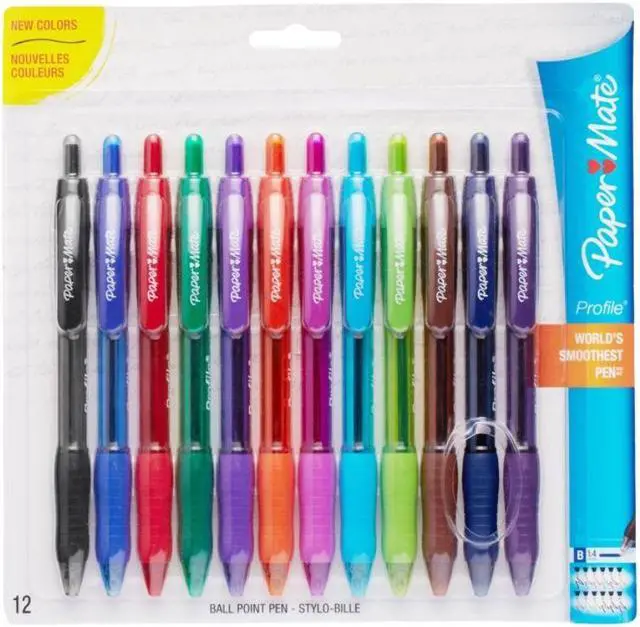 Alt view image 2 of 5 - Paper Mate Profile Retractable Ballpoint Pens, Bold Point 1.4mm, Assorted, 12/Pack (1788863)
