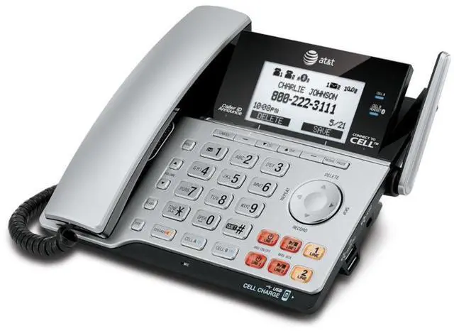 Alt view image 6 of 14 - AT&T TL86103 2Line Corded Cordless Answering System