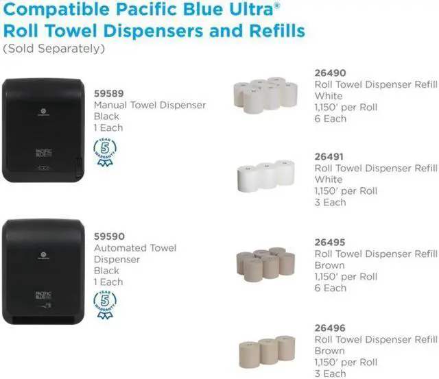 Alt view image 6 of 16 - Georgia-Pacific Pacific Blue Ultra White Ultra Towels - 7.87" x 1150 ft - White - Flexible - 3 Rolls Per Carton - 3 / Carton