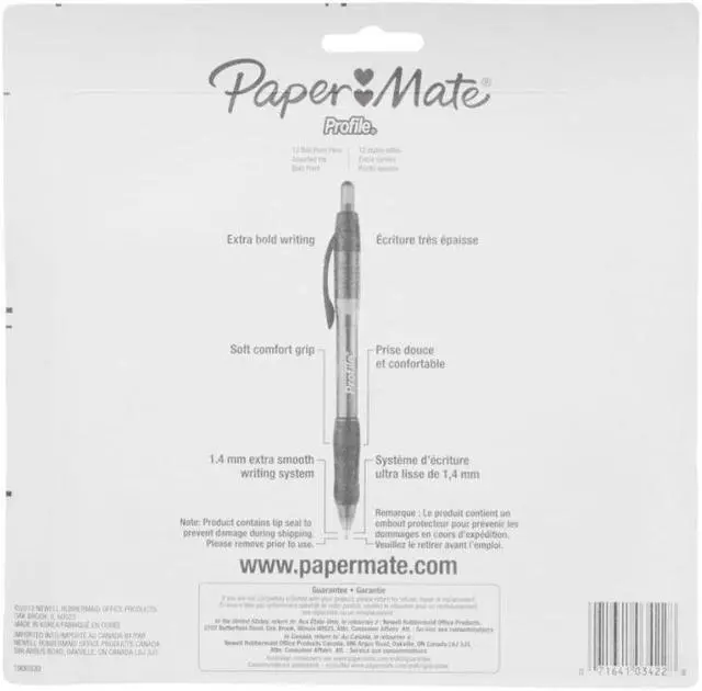 Alt view image 5 of 5 - Paper Mate Profile Retractable Ballpoint Pens, Bold Point 1.4mm, Assorted, 12/Pack (1788863)