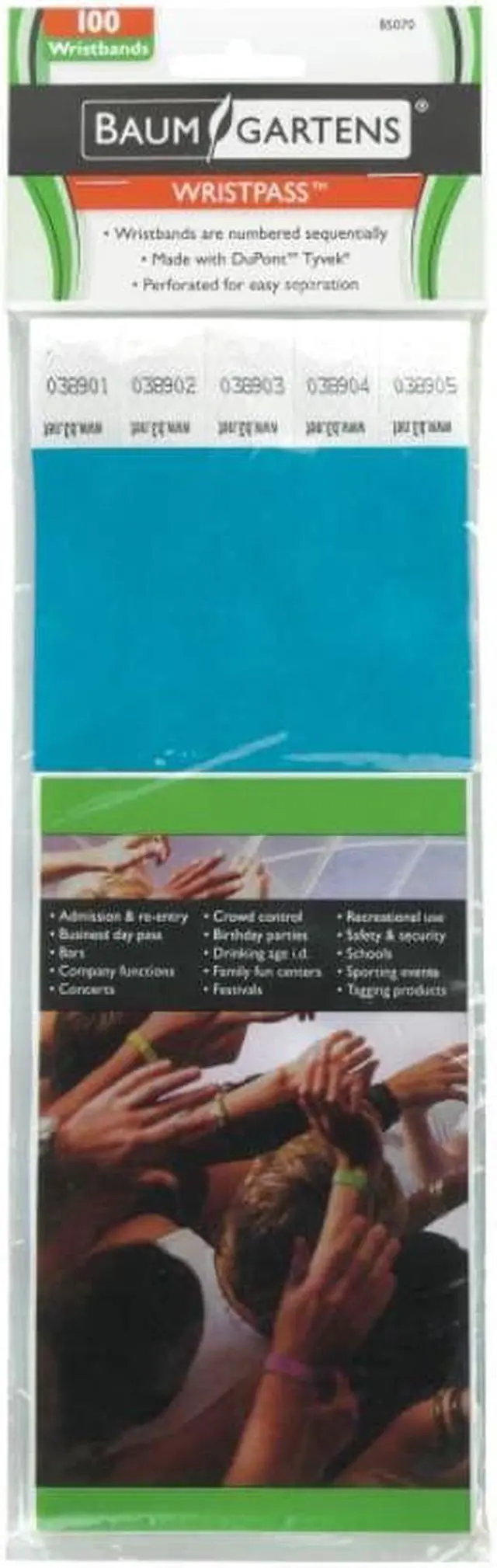 Alt view image 5 of 14 - Baumgartens BAU85030 SICURIX Wristpass Security Wristbands, 3/4" x 10", Blue, 100/Pack, 1 Pack