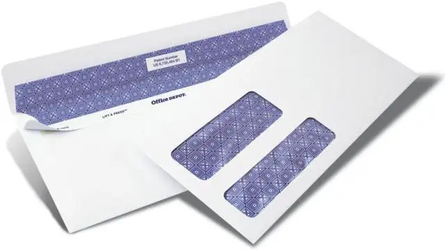 Alt view image 2 of 11 - Office Depot 100% Recycled Lift  Press(TM) Double-Window Envelopes, #10 (4 1/8in. x 9 1/2in.), White, Box Of 500, 76133