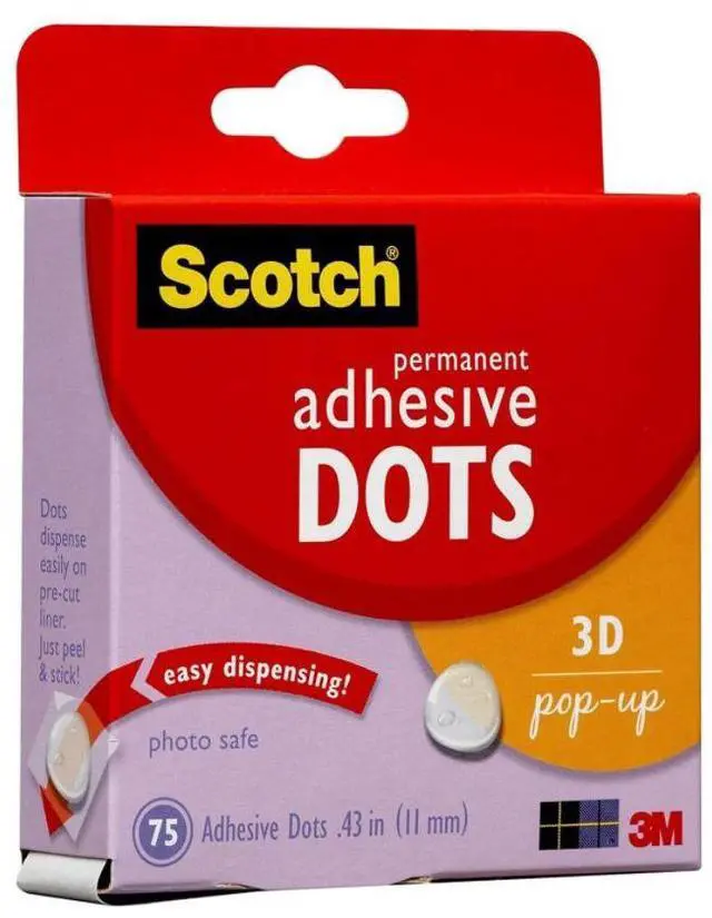 Alt view image 6 of 7 - Scotch Permanent Adhesive Dots-3D Pop-Up .43" 75/Pkg