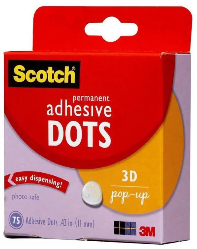 Alt view image 7 of 7 - Scotch Permanent Adhesive Dots-3D Pop-Up .43" 75/Pkg