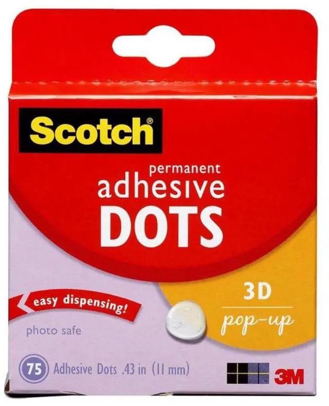 Alt view image 5 of 7 - Scotch Permanent Adhesive Dots-3D Pop-Up .43" 75/Pkg