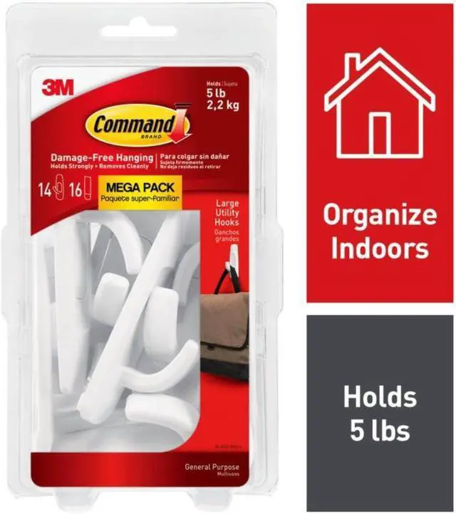 Alt view image 2 of 10 - 3M™ Command™ Mega Pack Utility Hooks, Large, White, Pack Of 14 Hooks