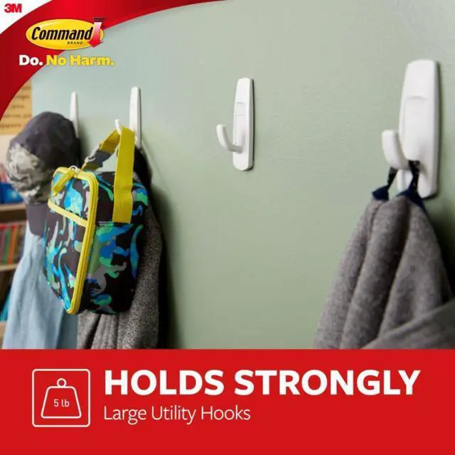 Alt view image 5 of 10 - 3M™ Command™ Mega Pack Utility Hooks, Large, White, Pack Of 14 Hooks