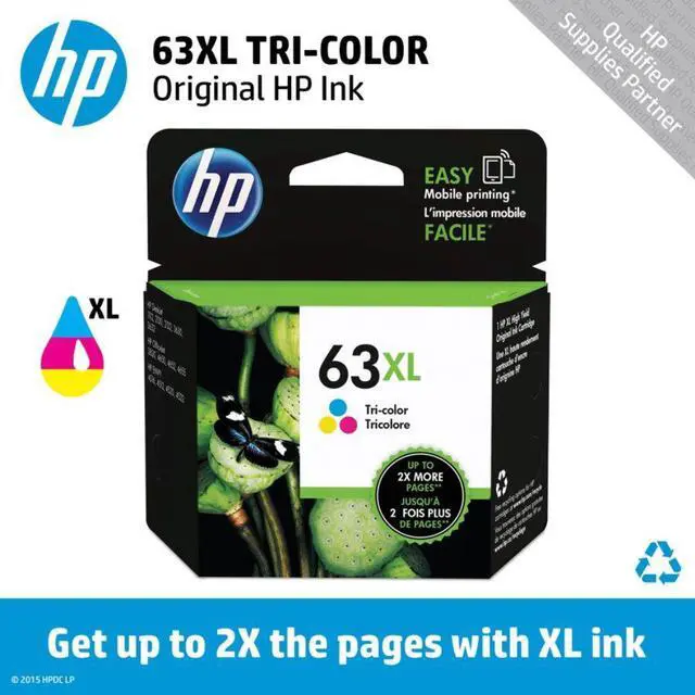 Alt view image 4 of 18 - HP 63XL High Yield Ink Cartridge - Cyan/Magenta/Yellow