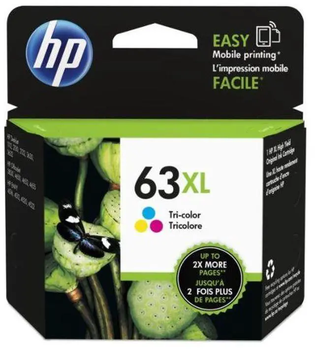 Alt view image 3 of 18 - HP 63XL High Yield Ink Cartridge - Cyan/Magenta/Yellow