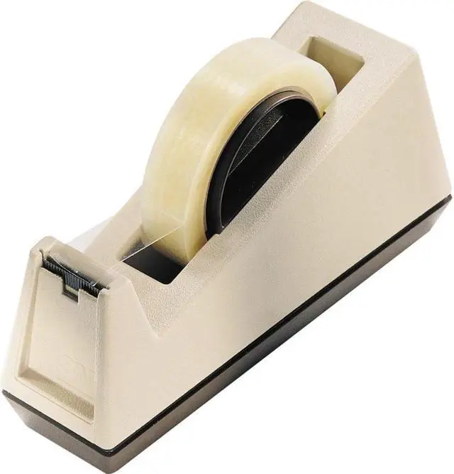Alt view image 11 of 20 - Scotch Heavy-Duty Weighted Desktop Tape Dispenser 3" Core Plastic Putty/Brown C25