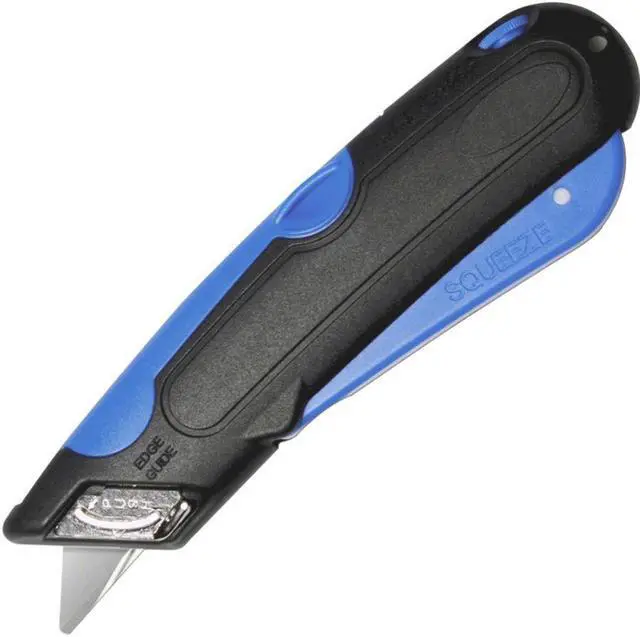 Alt view image 3 of 7 - COSCO 091508 Easycut Cutter Knife w/Self-Retracting Safety-Tipped Blade- Black/Blue