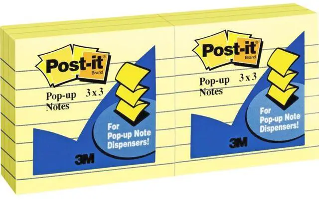 Alt view image 10 of 20 - 3M R335YW Pop-Up Note Refills 3 x 3 Canary Yellow Six 100-Sheet Pads Pack