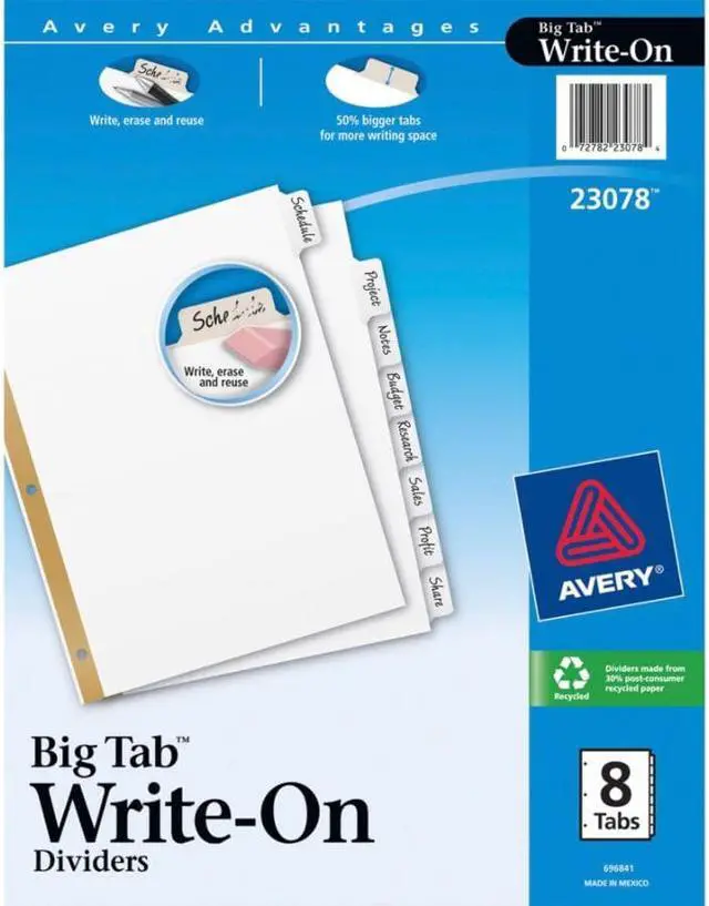 Alt view image 5 of 20 - Avery Write & Erase Big Tab Paper Dividers 8-Tab Letter 23078