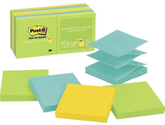 Alt view image 4 of 20 - 3M R33012AU Pop-Up Note Refills  3 x 3  Five Ultra Colors  12 100-Sheet Pads Pack