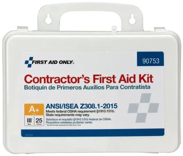 Alt view image 8 of 11 - First Aid Only Contractor ANSI Class A+ First Aid Kit for 25 People 128 Pieces 90753