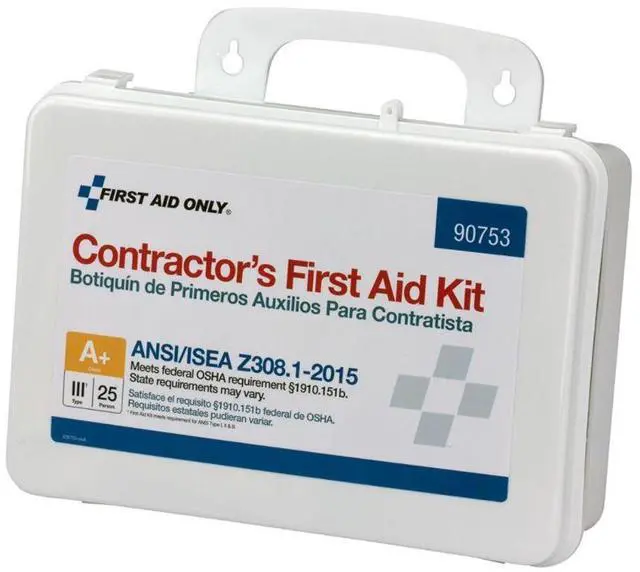 Alt view image 9 of 11 - First Aid Only Contractor ANSI Class A+ First Aid Kit for 25 People 128 Pieces 90753