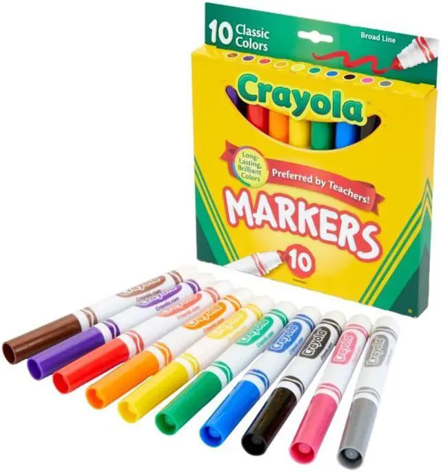 Alt view image 13 of 20 - Crayola Non-Washable Markers Broad Point Classic Colors 10/Set 587722