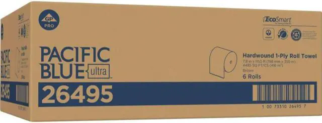 Alt view image 7 of 16 - Georgia-Pacific Pacific Blue Brown Ultra Towels - 7.87" x 1150 ft - Brown - Paper - Flexible, Chlorine-free, Biodegradable - 6 - 6 / Carton
