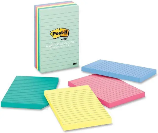 Alt view image 9 of 20 - 3M 6605PKAST 4 x 6 Ruled Five Colors Five 100-Sheet Pads Pack