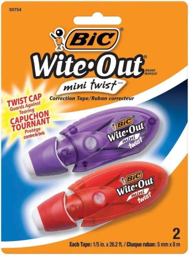 Alt view image 9 of 16 - Bic Tape,Corrctn,5mm,2pk,Ast WOMTP21