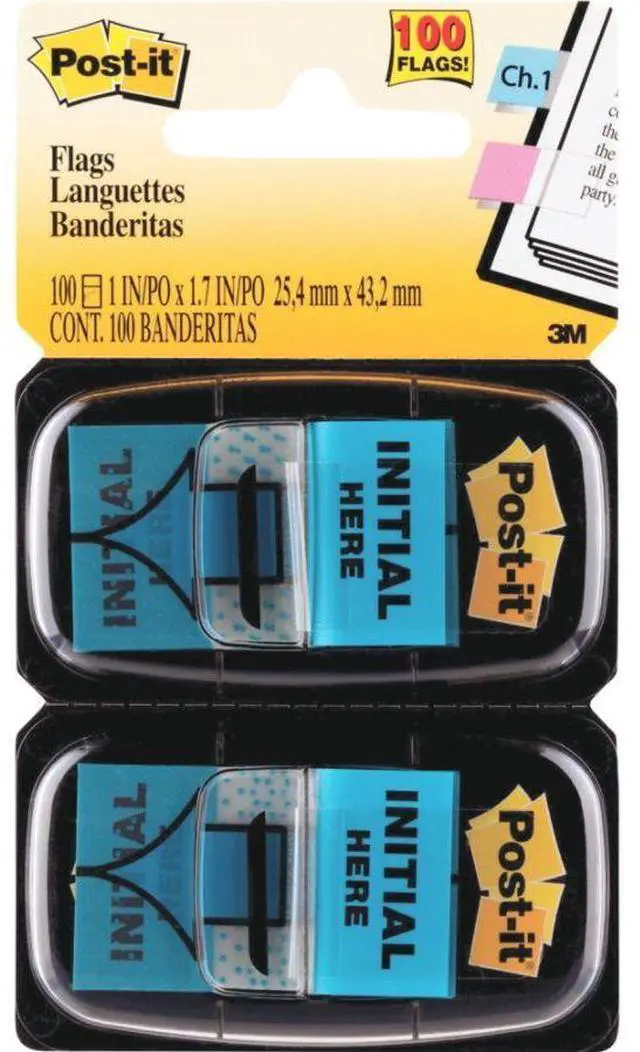 Alt view image 11 of 20 - 3M 680IH2 Message Flags Initial Here Blue Two 50-Flag Dispensers per Pack