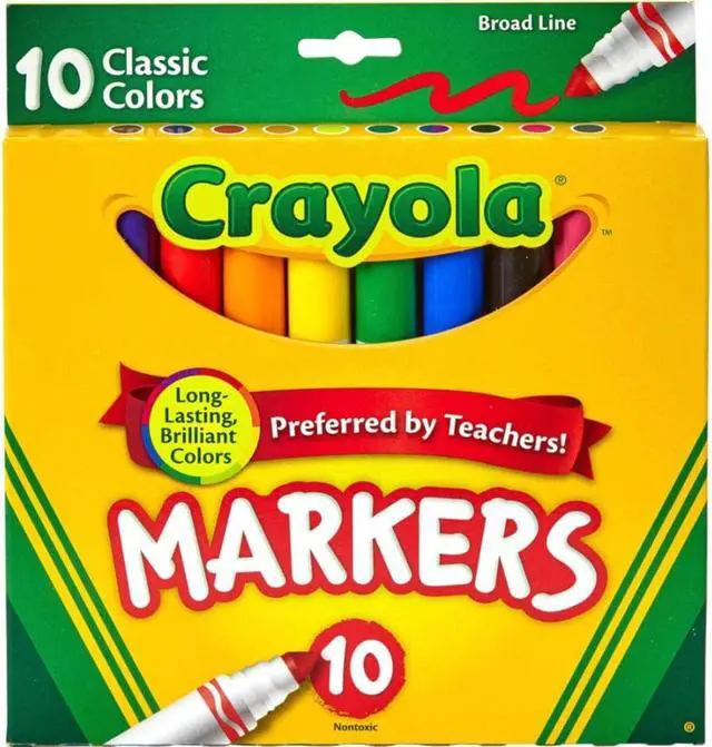 Alt view image 14 of 20 - Crayola Non-Washable Markers Broad Point Classic Colors 10/Set 587722