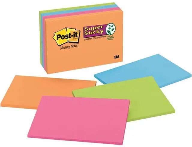 Alt view image 10 of 20 - Post-it Meeting Notes in Rio de Janeiro Colors 6 x 4 45-Sheet 8/Pack 6445SSP