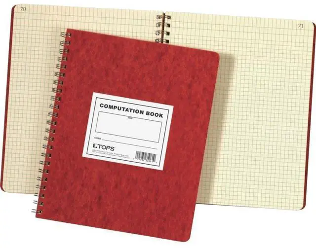 Alt view image 10 of 16 - Tops Computation Notebk 4x4 Quad 76 Shts 11-3/4"x9-1/2" Red Cover 35061