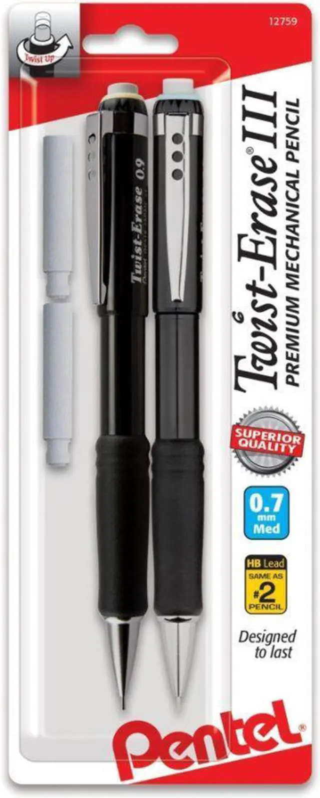 Alt view image 7 of 10 - Twist-Erase III Mechanical Pencil, 0.7 mm, Assorted Colors, 2/Pack