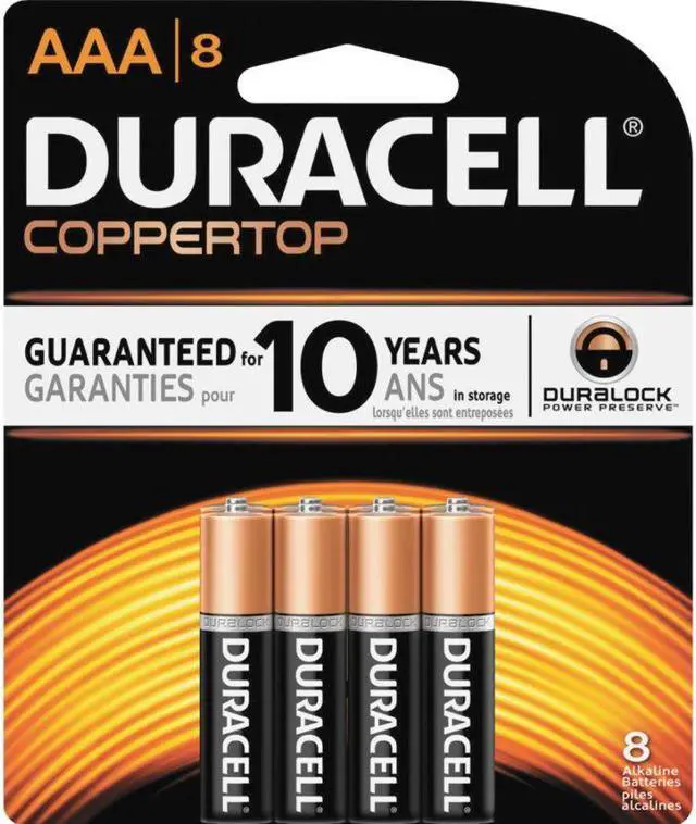 Alt view image 13 of 20 - DURACELL MN2400B8Z Duracell CopperTop AAA Alkaline Battery, 8 PK, 1.5VDC