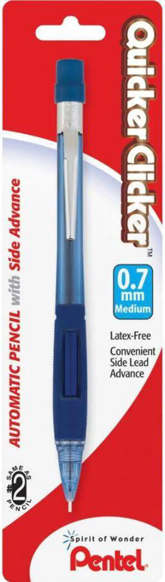 Alt view image 3 of 11 - Pentel Quicker Clicker Mechanical Pencil 0.7 mm Transparent Blue Barrel PD347TC
