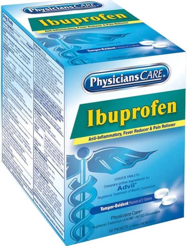 Alt view image 6 of 11 - Physicianscare Ibuprofen Medication Two-Pack 200mg 50 Packs/Box 90015