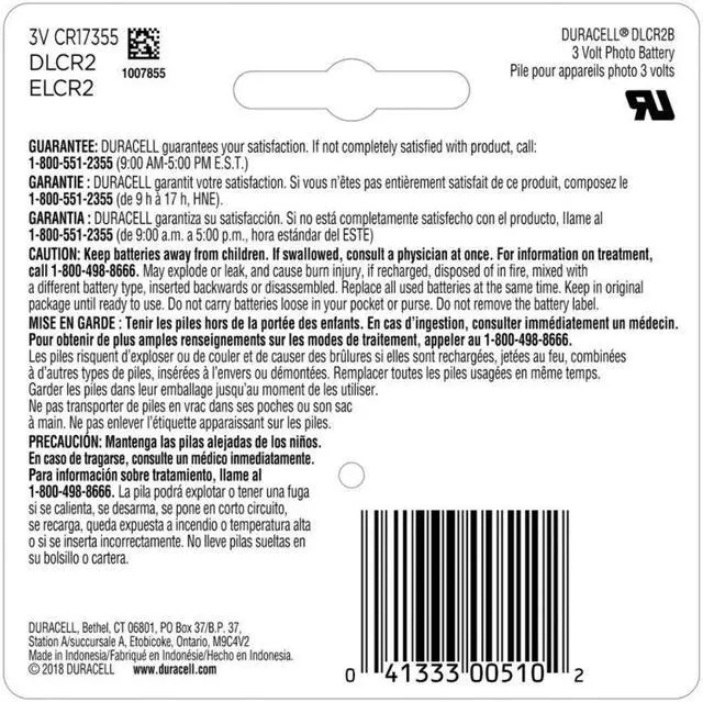 Alt view image 6 of 20 - Duracell Specialty High-Power Lithium Battery, Cr2, 3 V DLCR2BPK