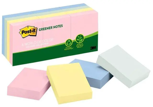 Alt view image 8 of 14 - Post-it Recycled Note Pads 1 1/2 x 2 Assorted Helsinki Colors 100-Sheet 12/Pack