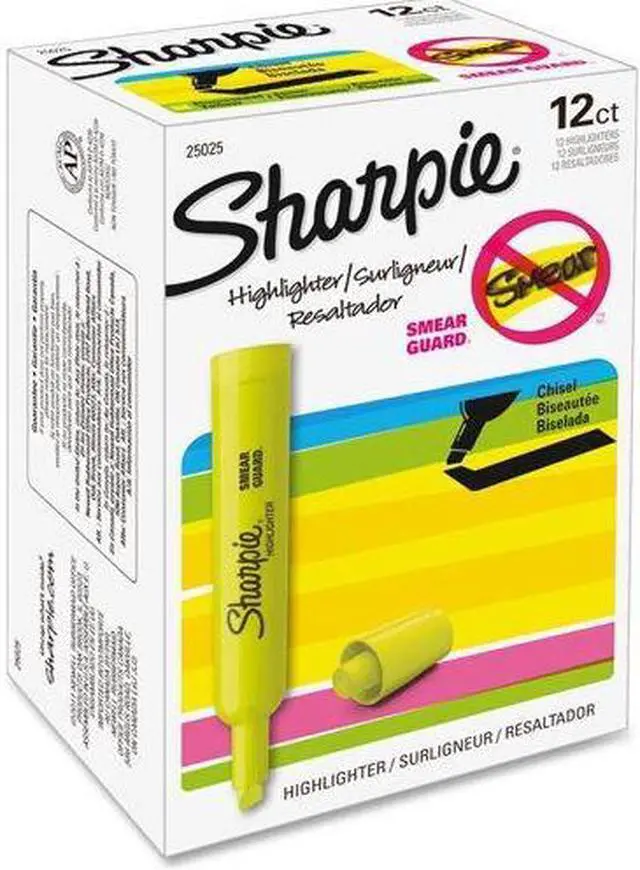 Alt view image 9 of 16 - Sharpie Accent Tank Style Highlighter Chisel Tip Fluorescent Yellow Dozen 25025