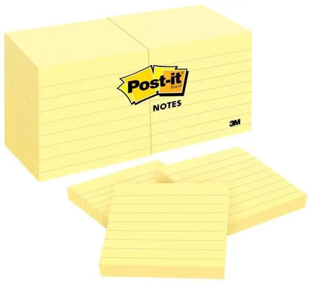 Alt view image 9 of 18 - 3M Post-it Notes Lined 3"x3" 100 Sheets/PD 12/PK Yellow 630SS