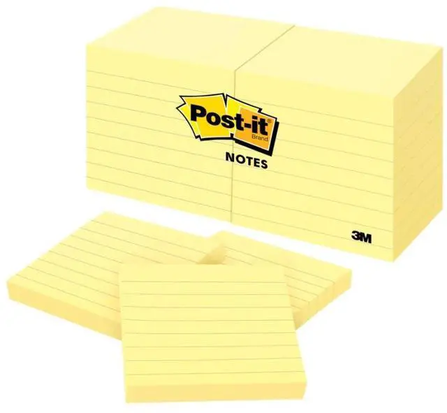 Alt view image 8 of 18 - 3M Post-it Notes Lined 3"x3" 100 Sheets/PD 12/PK Yellow 630SS