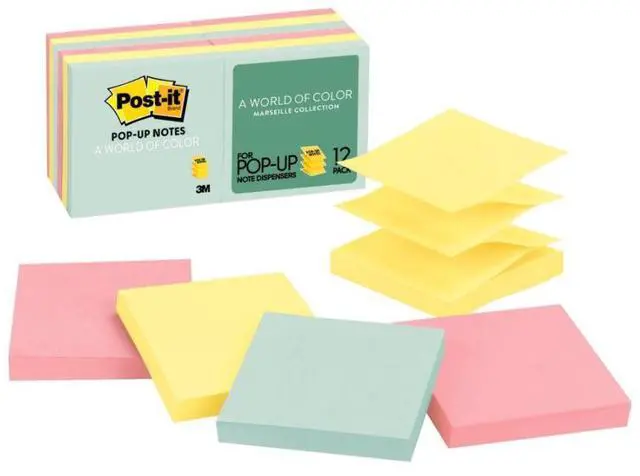Alt view image 6 of 20 - Post-it Original Pop-up Refill 3 x 3 Assorted Marseille Colors 100-Sheet 12/Pack R33012AP