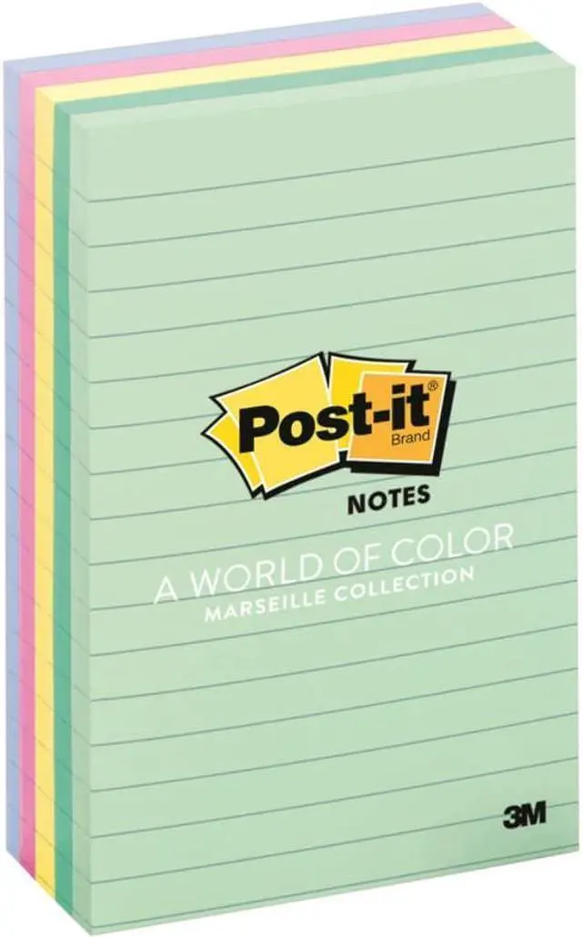 Alt view image 10 of 20 - 3M 6605PKAST 4 x 6 Ruled Five Colors Five 100-Sheet Pads Pack