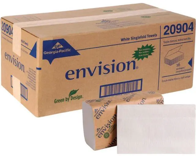 Alt view image 10 of 18 - GEORGIA-PACIFIC 20904 Envision White Paper Towels, Single Fold,  16 Pack, 250