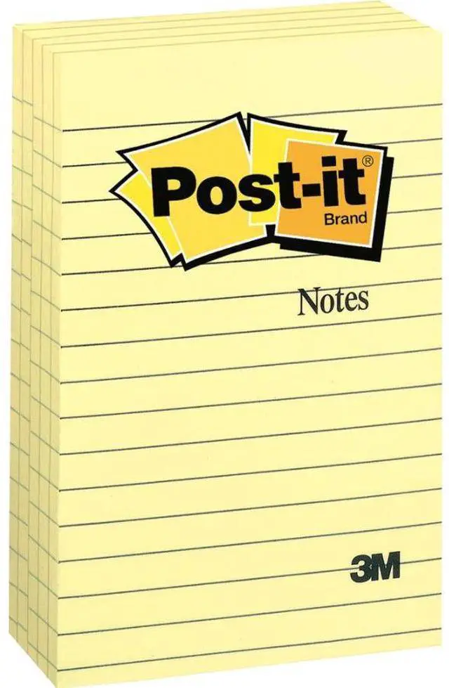 Alt view image 7 of 20 - 3M 6605PK Bonus Pack, 4 x 6, Lined, Canary Yellow, 5 100-Sheet Pads/Pack