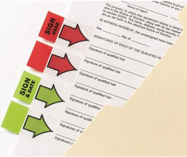 Alt view image 6 of 17 - Post-it Arrow Message 1" Page Flags "Sign and Date" Green 2 50-Flag Dispensers