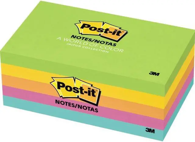 Alt view image 12 of 20 - 3M 6555UC Ultra Color Notes  3 x 5  Five Colors  Five 100-Sheet Pads Pack