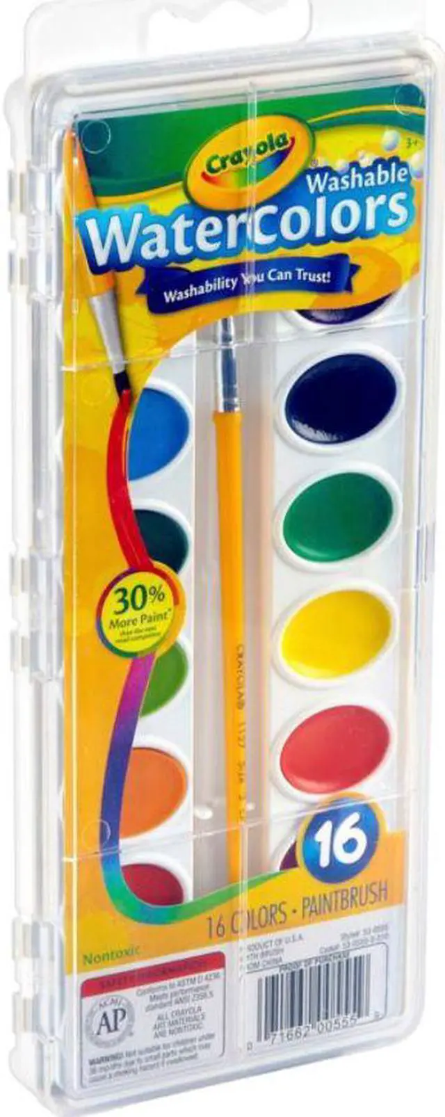 Alt view image 4 of 20 - Binney & Smith 530555 Washable Watercolor Paint  16 Assorted Colors per Pack
