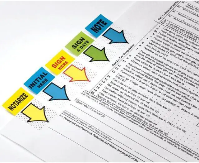 Alt view image 7 of 17 - Post-it Arrow Message 1" Page Flags "Sign and Date" Green 2 50-Flag Dispensers