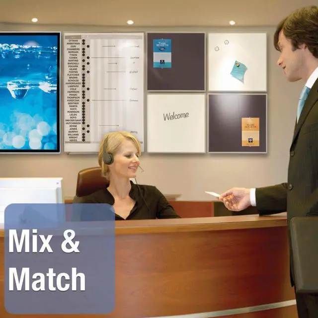 Alt view image 7 of 20 - Quartet Matrix Magnetic Boards Painted Steel 48 x 31 White Aluminum Frame M4831